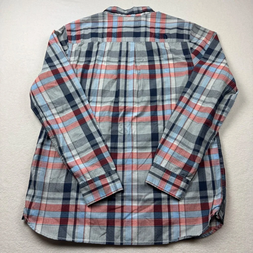 The North Face Men's Plaid Button Shirt L Ripstop Red Blue Outdoor Hiking‎